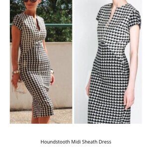 ZARA Houndsthood Midi Dress black white